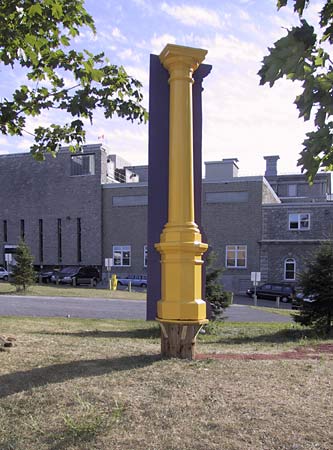 the pole is a relic from  the mens shelter